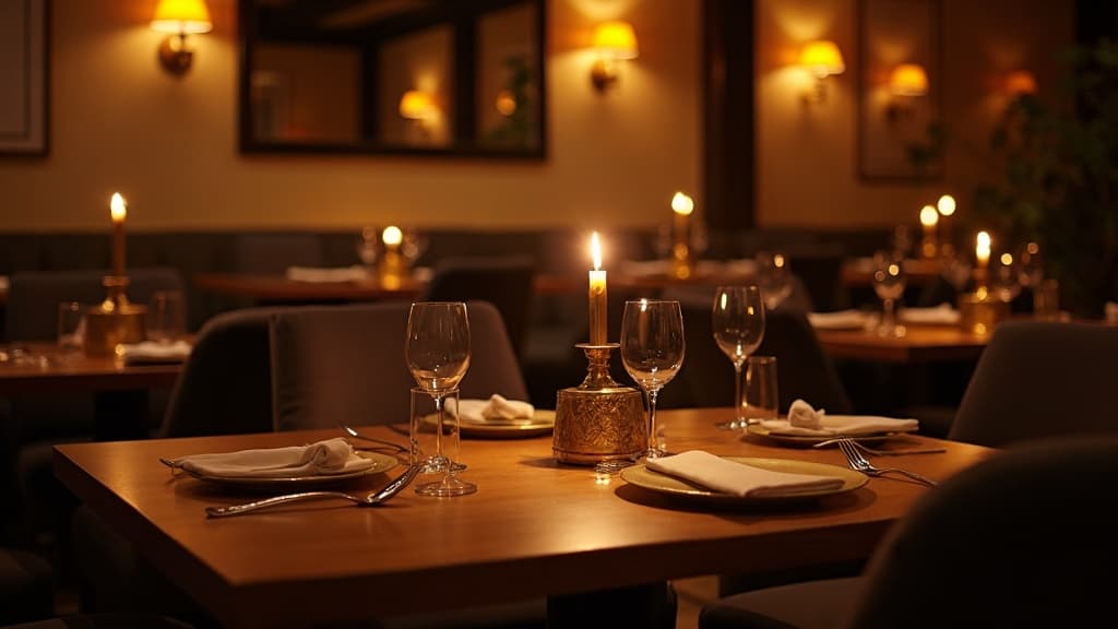 Warm candle-lit interior of Punjabi Cuisine